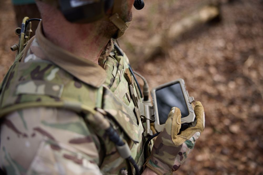 British Army soldier with the Dismounted Data System (DDS), designed by Rowden.