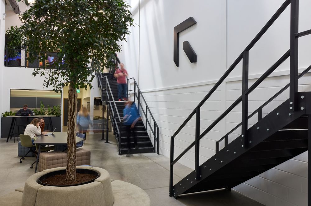 Photo of Rowden's engineering facilities, with its brand mark on the wall.