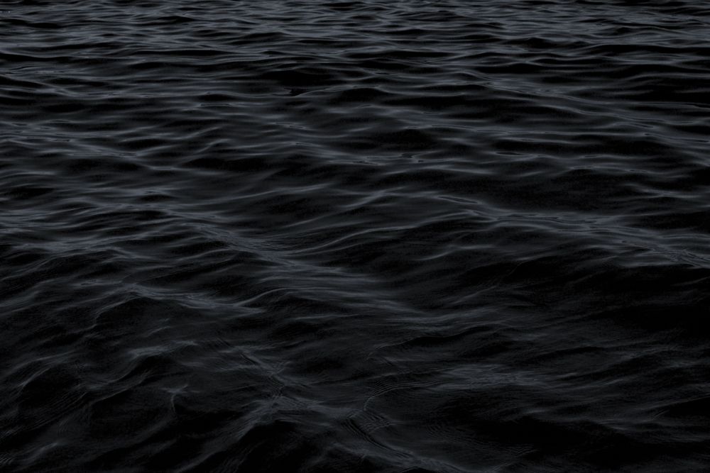 Dark, rippling water surface creates a moody and mysterious atmosphere.